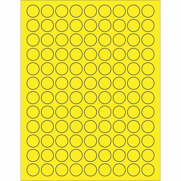 Tape Logic® Fluorescent Circle Laser Labels, 3/4", Fluorescent Yellow, 10800/Case