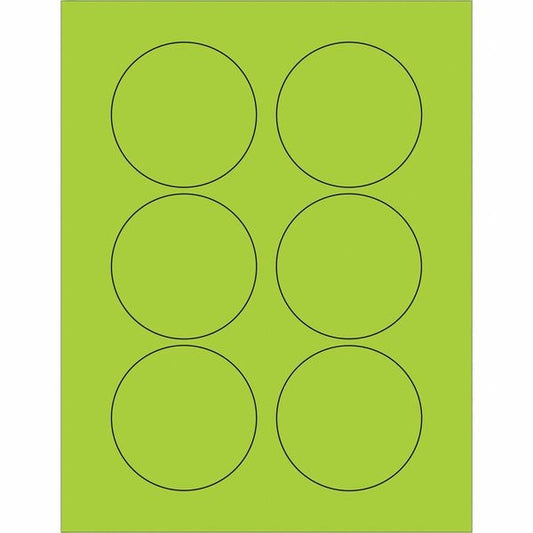 Tape Logic® Fluorescent Circle Laser Labels, 3", Fluorescent Green, 600/Case