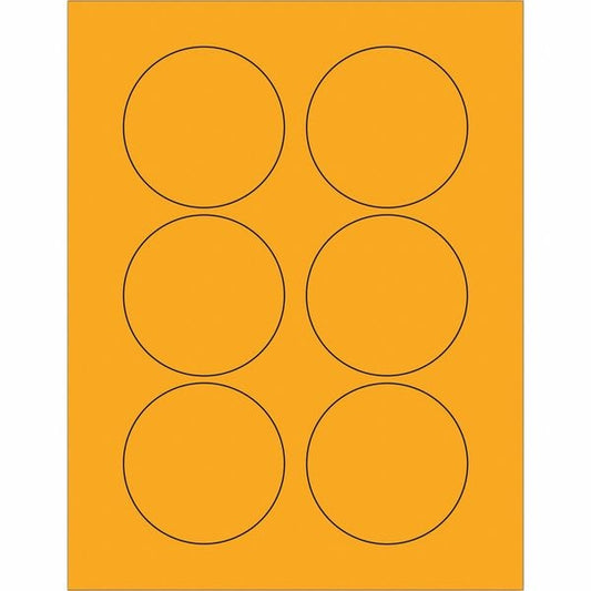 Tape Logic® Fluorescent Circle Laser Labels, 3", Fluorescent Orange, 600/Case