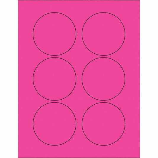Tape Logic® Fluorescent Circle Laser Labels, 3", Fluorescent Pink, 600/Case