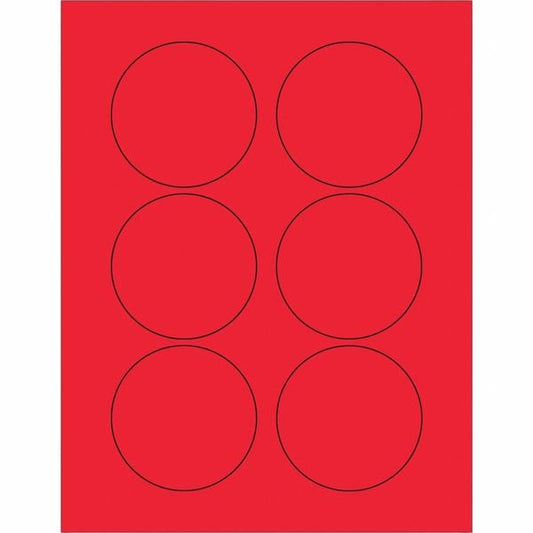 Tape Logic® Fluorescent Circle Laser Labels, 3", Fluorescent Red, 600/Case