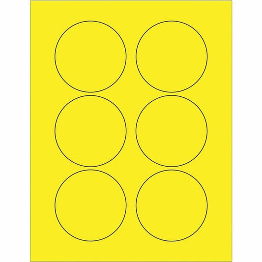 Tape Logic® Fluorescent Circle Laser Labels, 3", Fluorescent Yellow, 600/Case