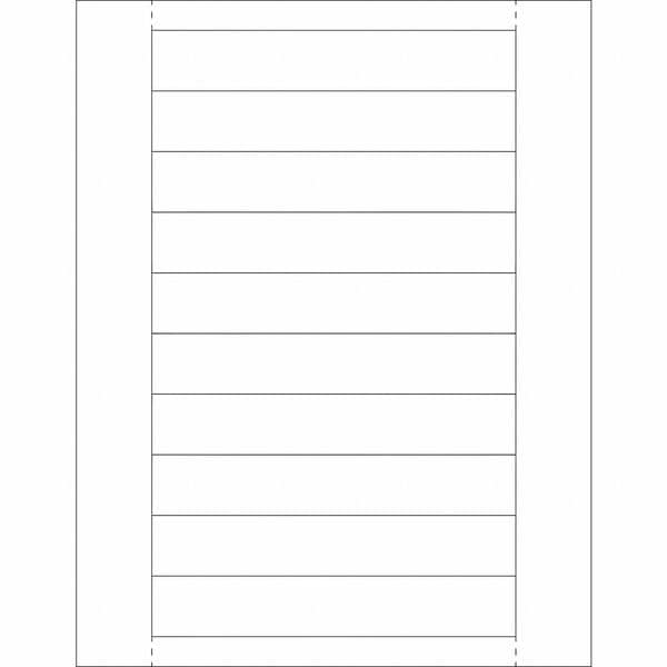 Plastic Label Holder Insert Cards, 1" x 6", White, 500/Case