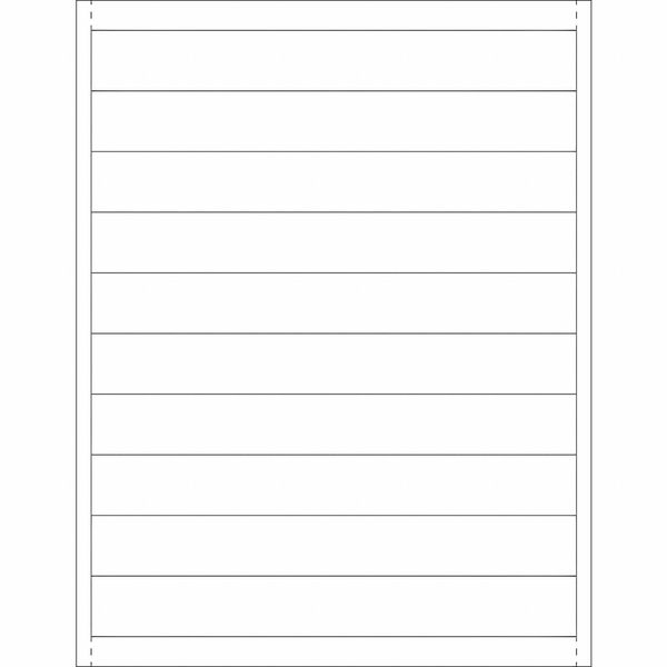 Plastic Label Holder Insert Cards, 1" x 8", White, 500/Case