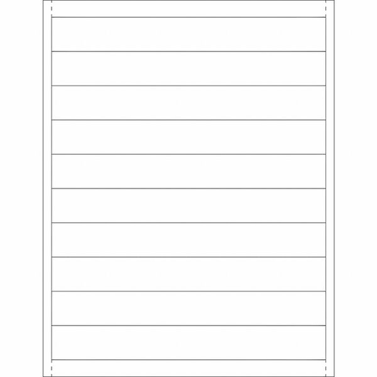Plastic Label Holder Insert Cards, 1" x 8", White, 500/Case