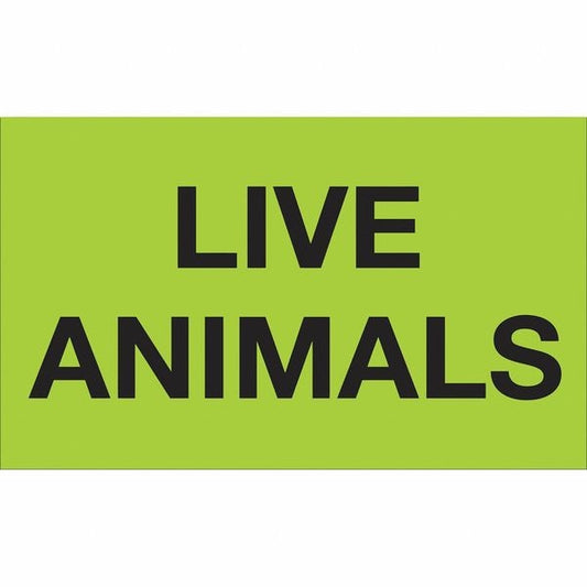 Tape Logic® Labels, "Live Animals", 3" x 5", Fluorescent Green, 500/Roll