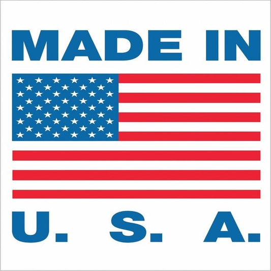 Tape Logic® Labels, "Made in U.S.A.", 5/8" x 5/8", Red/White/Blue, 500/Roll