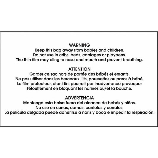 3" x 5" Warning Keep Bags Away, Black/White