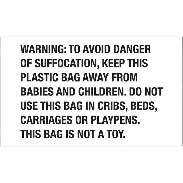 Tape Logic® Labels, "Warning: To Avoid Danger...", 3" x 5", Black/White, 500/Roll