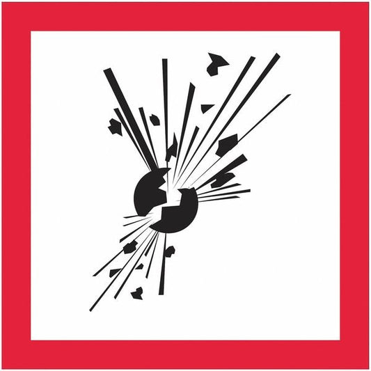 Tape Logic® Pictogram Labels, Exploding Bomb, 1" x 1", Black/Red/White, 500/Roll