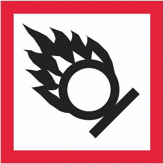 Tape Logic® Pictogram Labels, Flame Over Circle, 1" x 1", Black/Red/White, 500/Roll