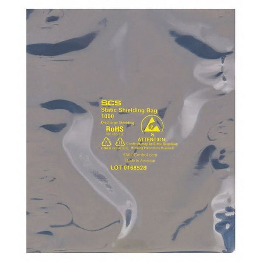 Open End Static Shield Bags, 2" x 7", Transparent, None, 100 PK