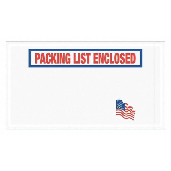 Tape Logic® "Packing List Enclosed" Envelopes, 5 1/2" x 10" U.S.A. Flag, Red/White/Blue, 1000/Case