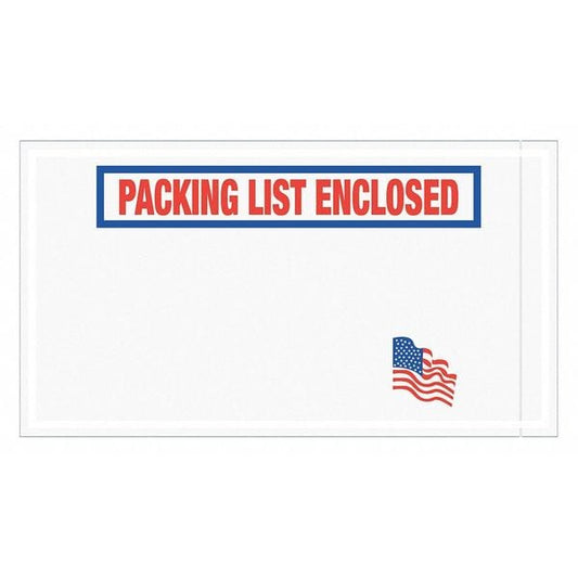 Tape Logic® "Packing List Enclosed" Envelopes, 5 1/2" x 10" U.S.A. Flag, Red/White/Blue, 1000/Case