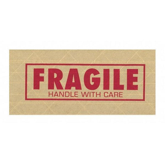 Tape Logic® #7500 Pre-Printed Reinforced Water Activated Tape, "Fragile", 3" x 450' , Kraft, 10/Case