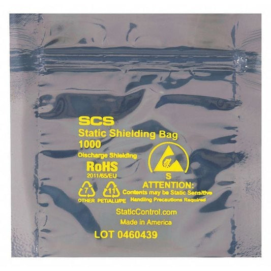 Reclosable Static Shield Bags, 5" x 5", Transparent, 100 PK
