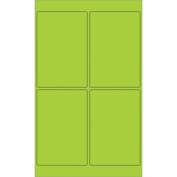 Tape Logic® Rectangle Laser Labels, 4" x 6", Fluorescent Green, 400/Case