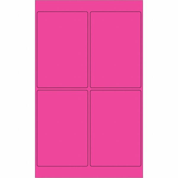 Tape Logic® Rectangle Laser Labels, 4" x 6", Fluorescent Pink, 400/Case