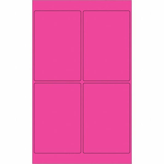 Tape Logic® Rectangle Laser Labels, 4" x 6", Fluorescent Pink, 400/Case