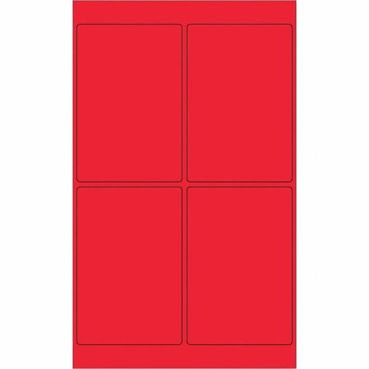 Tape Logic® Rectangle Laser Labels, 4" x 6", Fluorescent Red, 400/Case