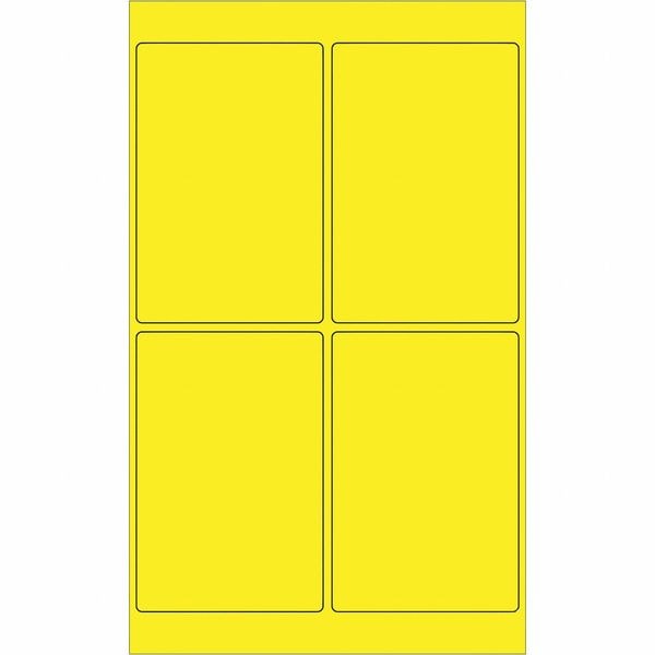 Tape Logic® Rectangle Laser Labels, 4" x 6", Fluorescent Yellow, 400/Case