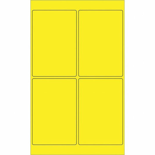 Tape Logic® Rectangle Laser Labels, 4" x 6", Fluorescent Yellow, 400/Case