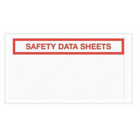 Tape Logic® SDS Envelopes, "Safety Data Sheets", 5 1/2" x 10", Clear, 1000/Case