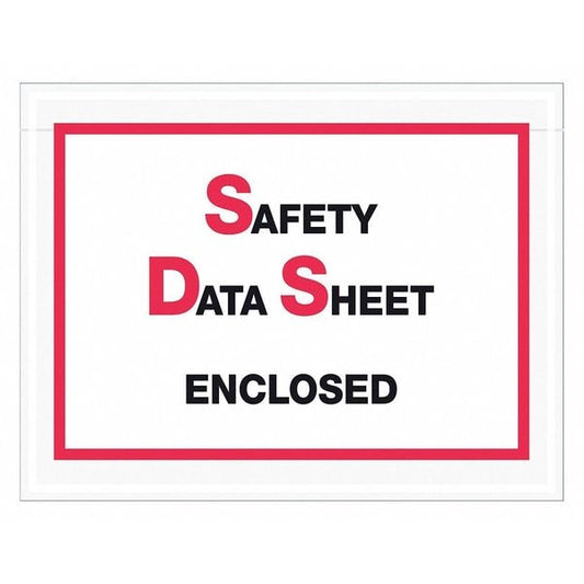 Tape Logic® SDS Envelopes, "Safety Data Sheet Enclosed", 6 1/2" x 5", Printed Clear, 1000/Case