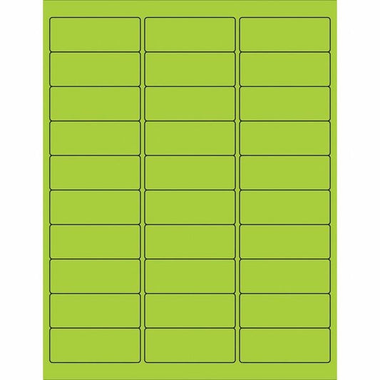 Tape Logic® Removable Rectangle Laser Labels, 2 5/8" x 1", Fluorescent Green, 3000/Case