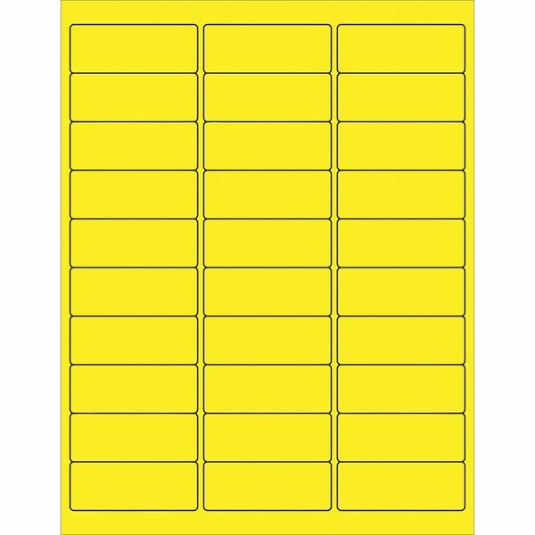 Tape Logic® Removable Rectangle Laser Labels, 2 5/8" x 1", Fluorescent Yellow, 3000/Case