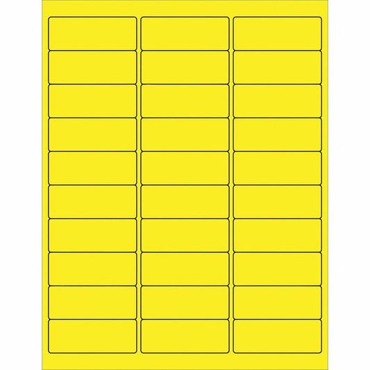 Tape Logic® Removable Rectangle Laser Labels, 2 5/8" x 1", Fluorescent Yellow, 3000/Case