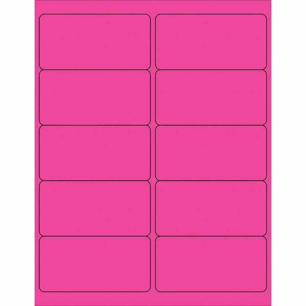 Tape Logic® Removable Rectangle Laser Labels, 4" x 2", Fluorescent Pink, 1000/Case