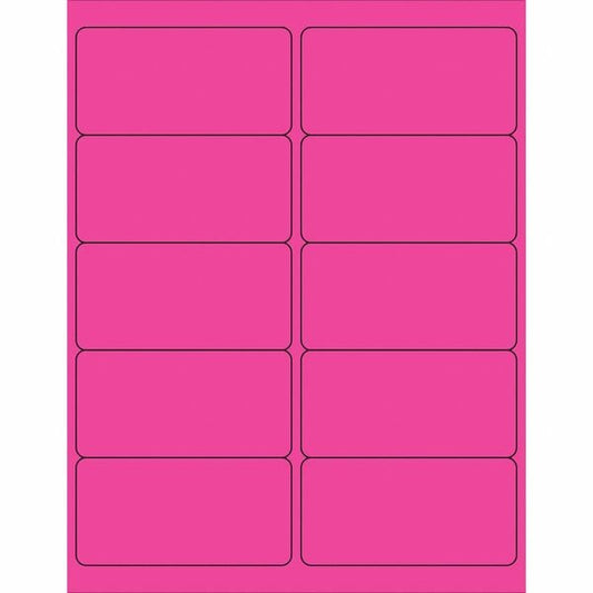 Tape Logic® Removable Rectangle Laser Labels, 4" x 2", Fluorescent Pink, 1000/Case