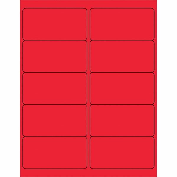 Tape Logic® Removable Rectangle Laser Labels, 4" x 2", Fluorescent Red, 1000/Case