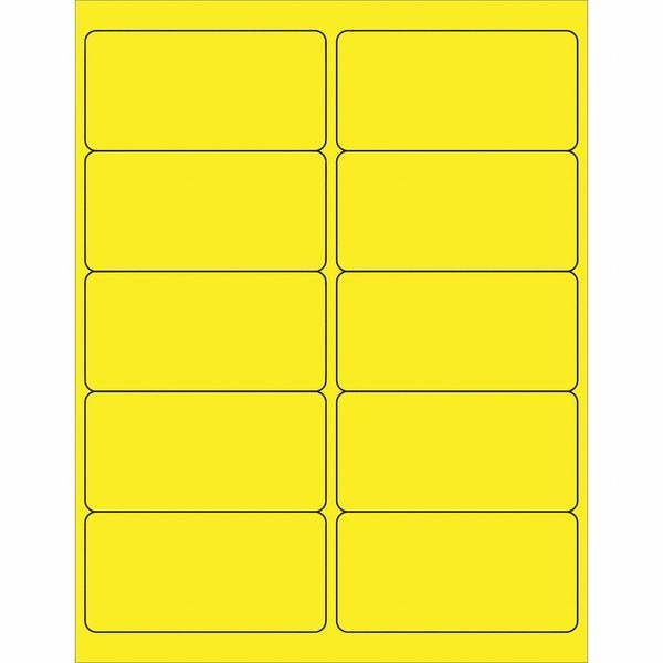 Tape Logic® Removable Rectangle Laser Labels, 4" x 2", Fluorescent Yellow, 1000/Case