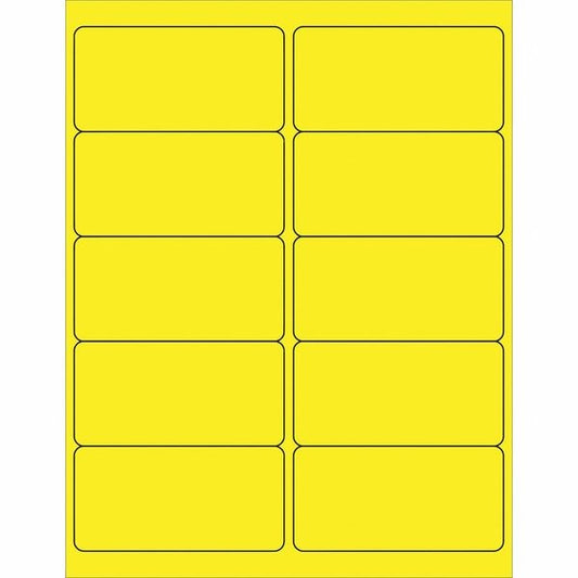 Tape Logic® Removable Rectangle Laser Labels, 4" x 2", Fluorescent Yellow, 1000/Case