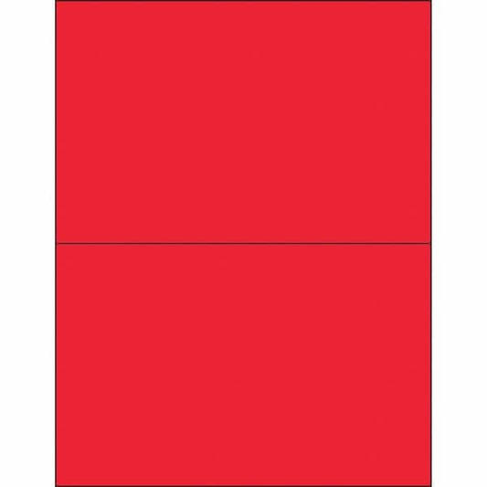Tape Logic® Removable Rectangle Laser Labels, 8 1/2" x 5 1/2", Fluorescent Red, 200/Case