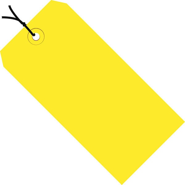 Shipping Tags, Pre-Strung, 13 Pt., 8" x 4", Yellow 500/Case