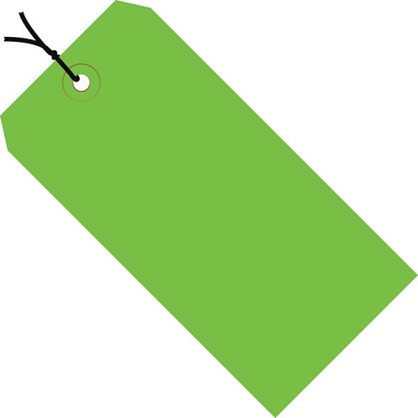 Shipping Tags, Pre-Strung, 13 Pt., 8" x 4", Green 500/Case