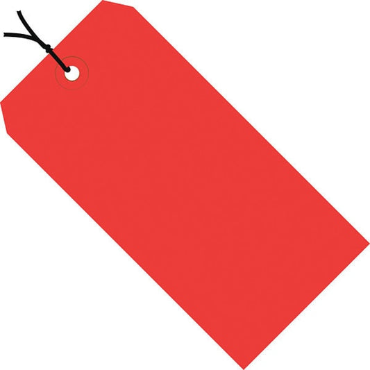 Shipping Tags, Pre-Strung, 13 Pt., 8" x 4", Red 500/Case