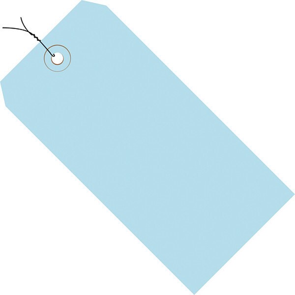 Shipping Tags, Pre-Wired, 13 Pt., 8" x 4", Light Blue 500/Case