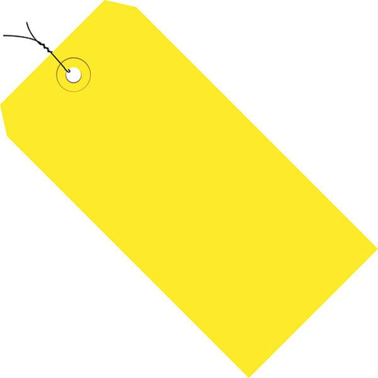 Shipping Tags, Pre-Wired, 13 Pt., 8" x 4", Yellow 500/Case