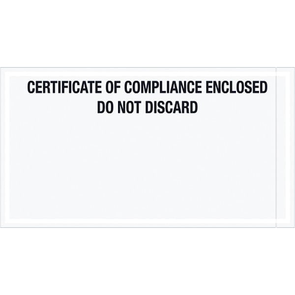 Tape Logic® Transportation Envelopes, "Certificate of Compliance Enclosed", 6" x 11", Printed Clear, 1000/Case