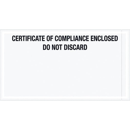 Tape Logic® Transportation Envelopes, "Certificate of Compliance Enclosed", 6" x 11", Printed Clear, 1000/Case
