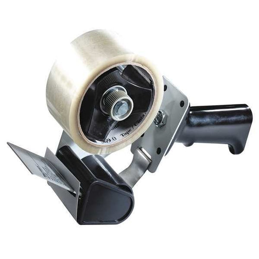 Heavy Duty Handheld Tape Dispenser, 2 in W Max Tape, 3 in Core Dia, Plastic, Black