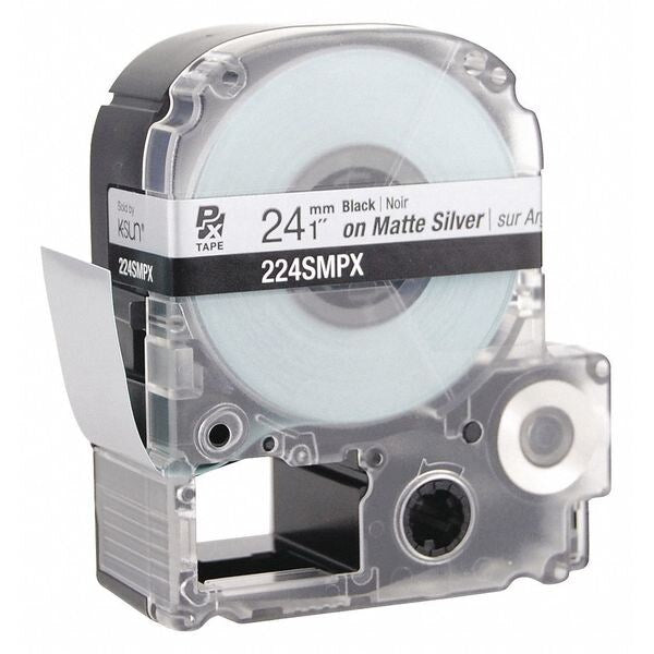 Black Ink/Silver Matte Tape, 1" W