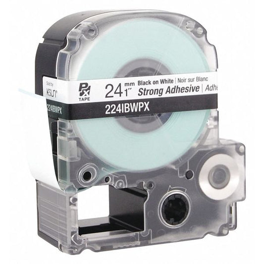 Black Ink/White Tape, Strng Adhesive, 1" W