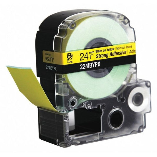 Blk Ink/Yellow Tape, Strong Adhesive, 1" W