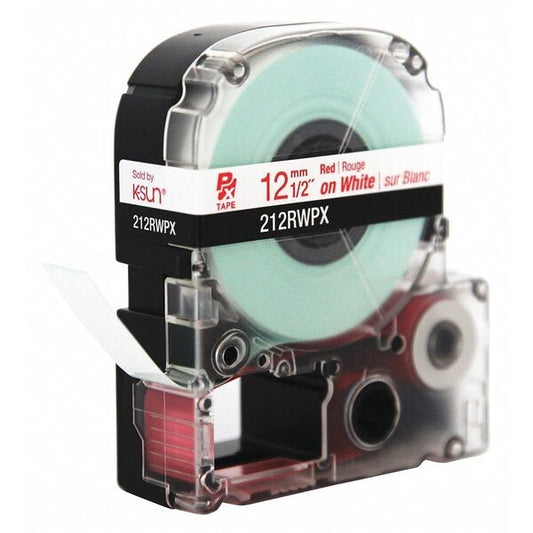Red Ink/White Tape, 1/2" W