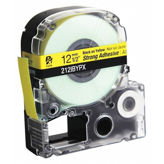 Label Tape, Blk/Yllw, Strng Adhsive, 1/2" W